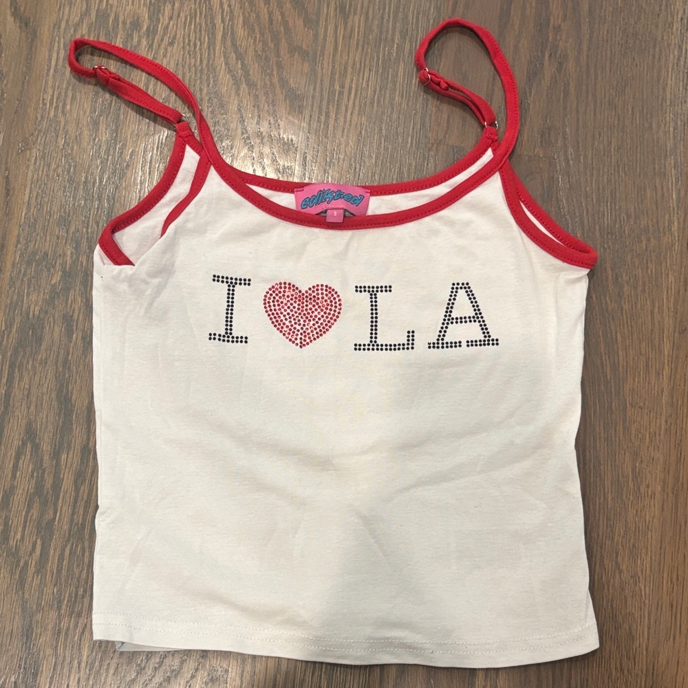 Edickted La Lover Tank Top Rhinestone